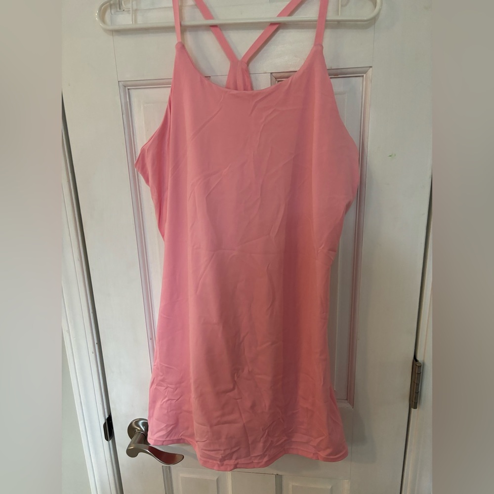 Women’s Tennis Golf Dress Built-in Shorts Padded Bra Romper Medium /pink XL